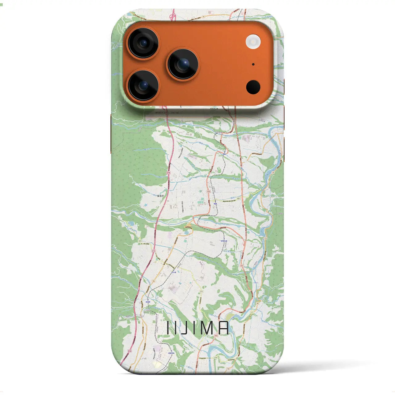 【飯島(長野県)】地図柄iPhoneケース(バックカバータイプ)ナチュラル・iPhone 17 Pro Max 用