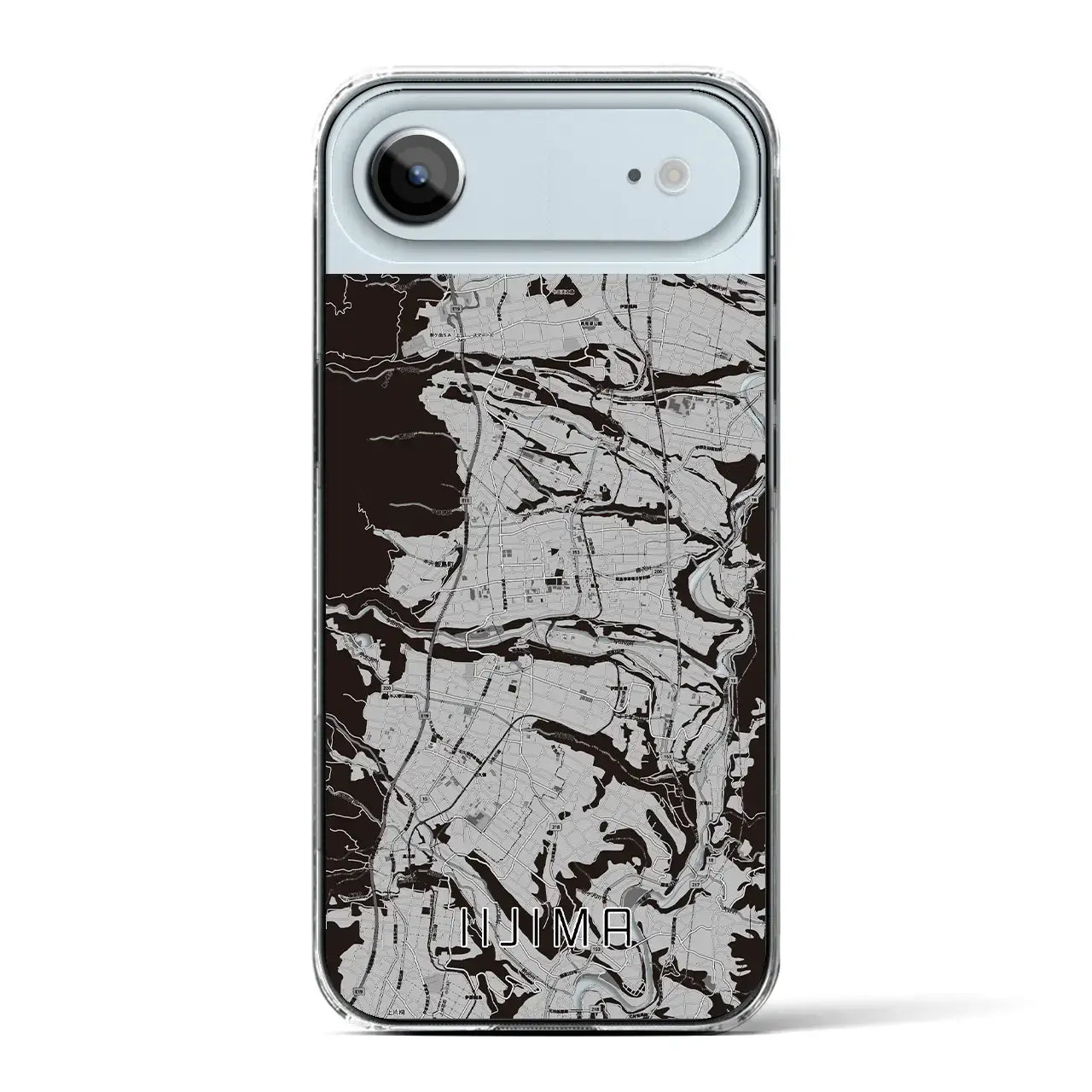 【飯島(長野県)】地図柄iPhoneケース(クリアタイプ)モノトーン・iPhone 17 Pro Max 用