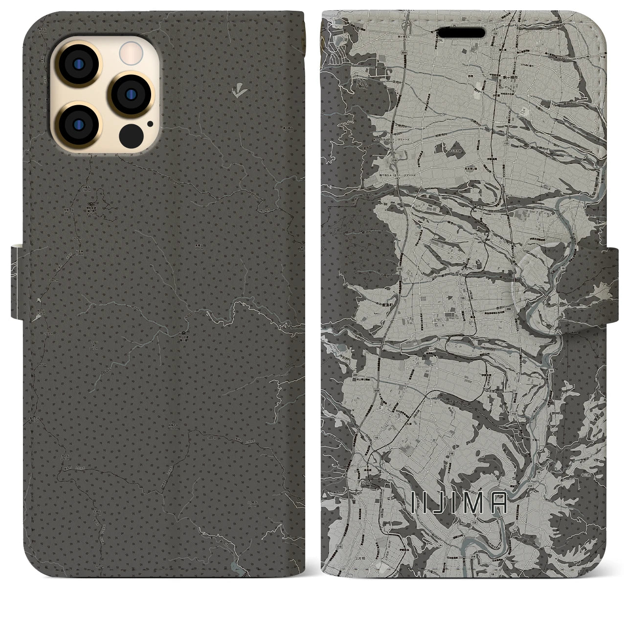 【飯島(長野県)】地図柄iPhoneケース(手帳タイプ)