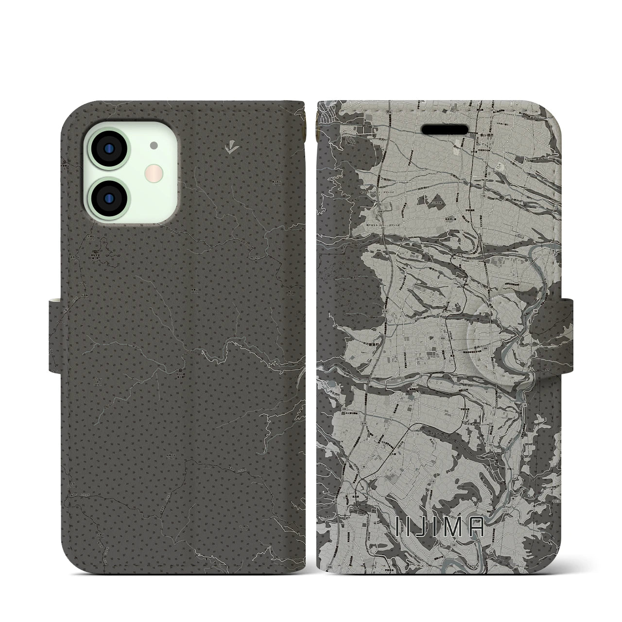 【飯島(長野県)】地図柄iPhoneケース(手帳タイプ)