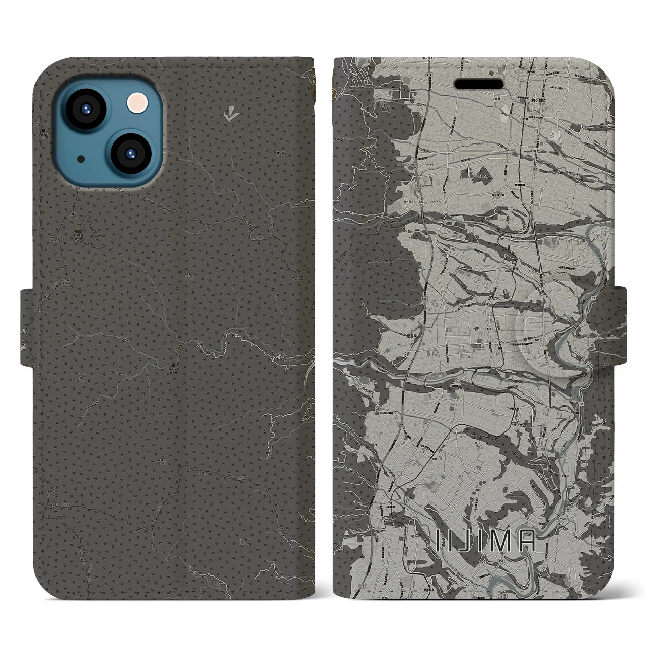 【飯島(長野県)】地図柄iPhoneケース(手帳タイプ)