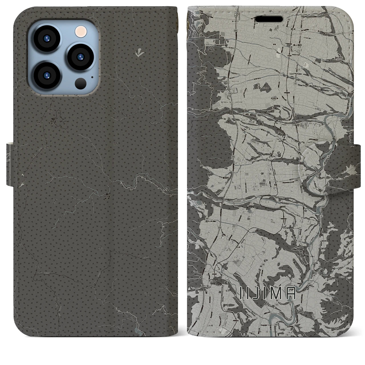 【飯島(長野県)】地図柄iPhoneケース(手帳タイプ)