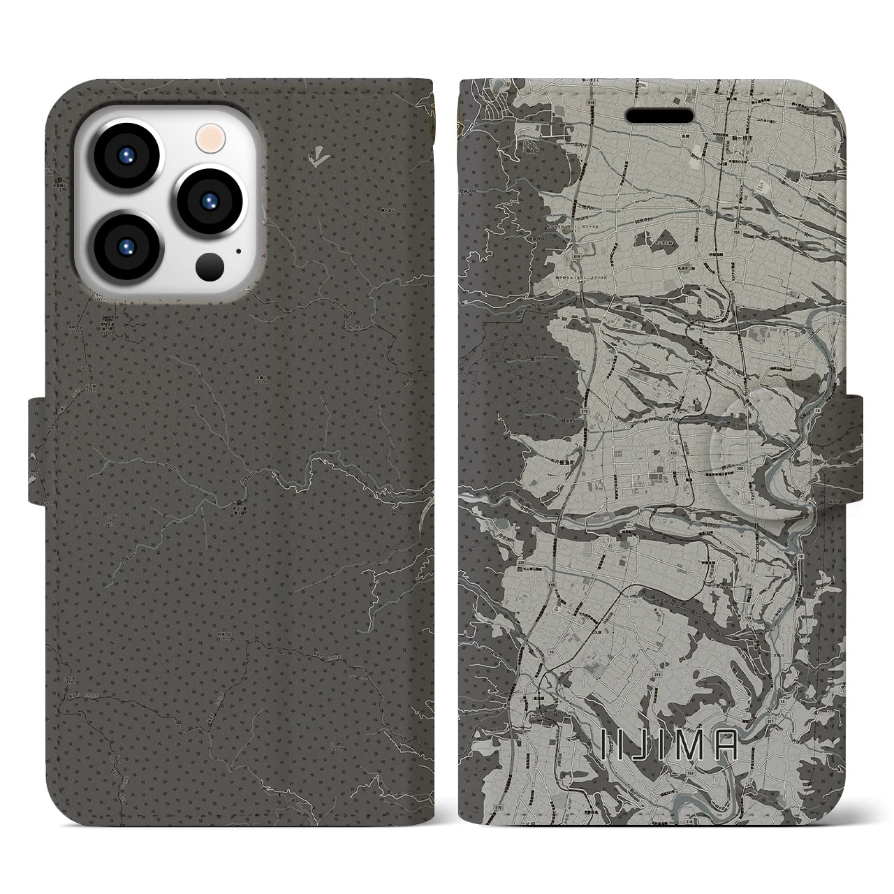 【飯島(長野県)】地図柄iPhoneケース(手帳タイプ)