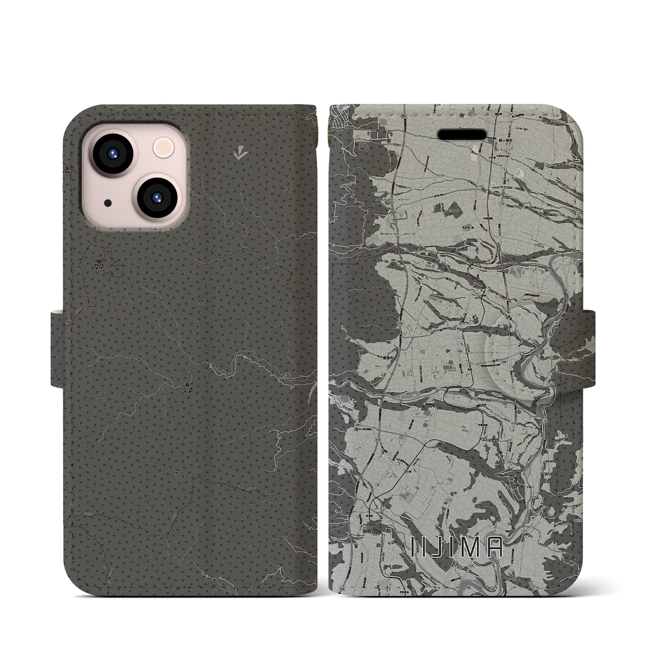 【飯島(長野県)】地図柄iPhoneケース(手帳タイプ)