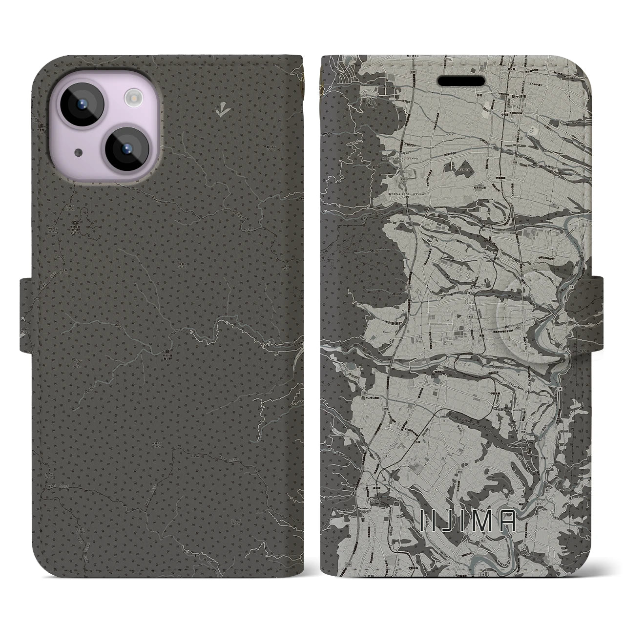 【飯島(長野県)】地図柄iPhoneケース(手帳タイプ)