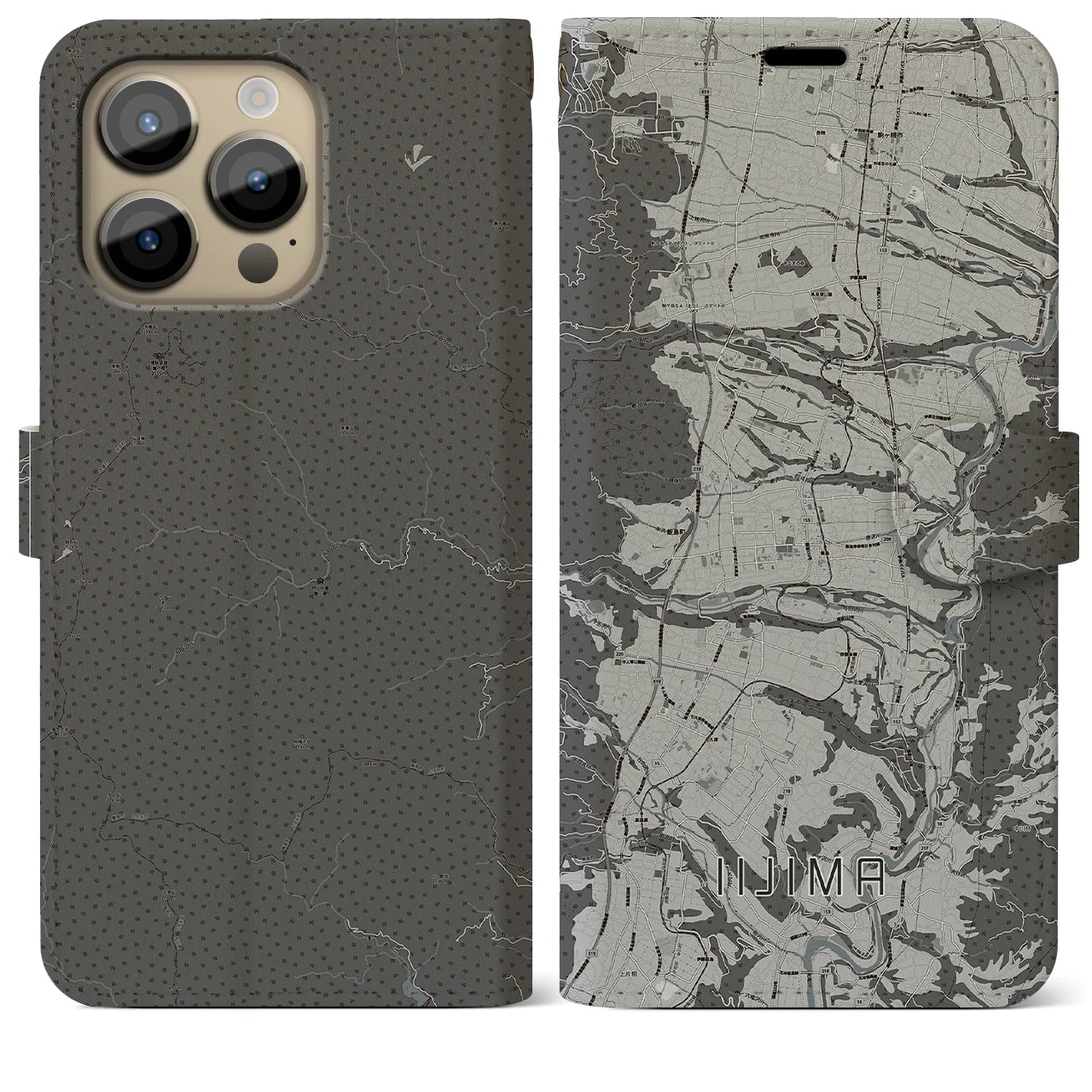 【飯島(長野県)】地図柄iPhoneケース(手帳タイプ)