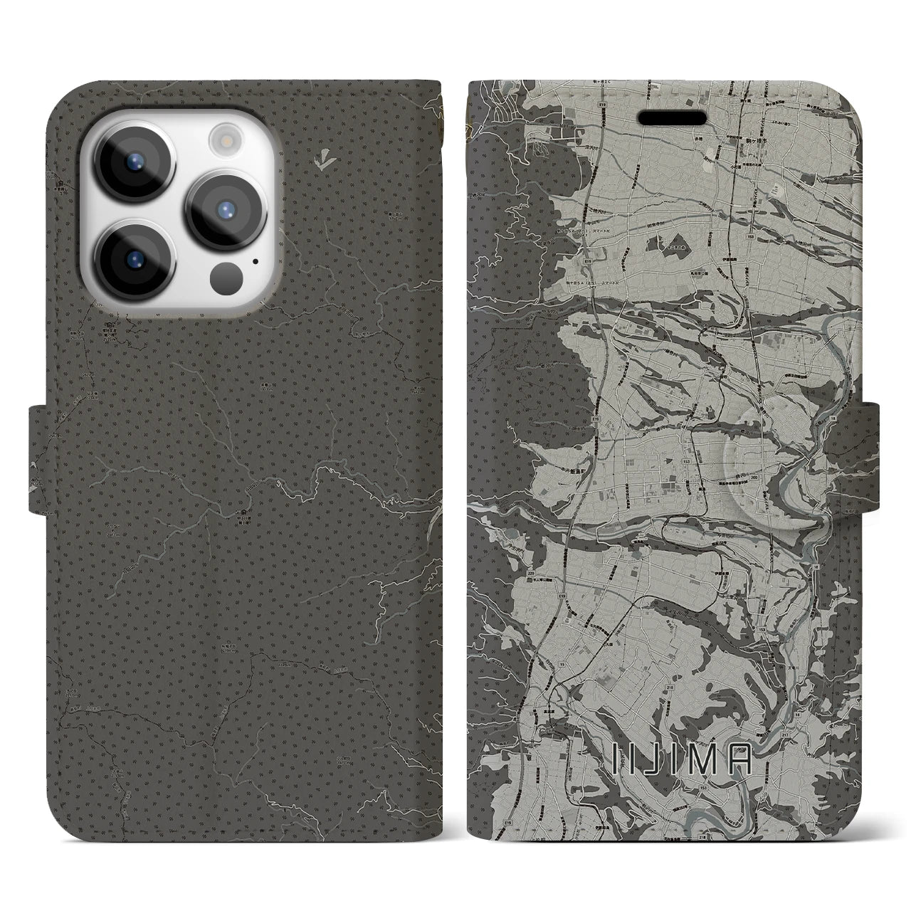 【飯島(長野県)】地図柄iPhoneケース(手帳タイプ)