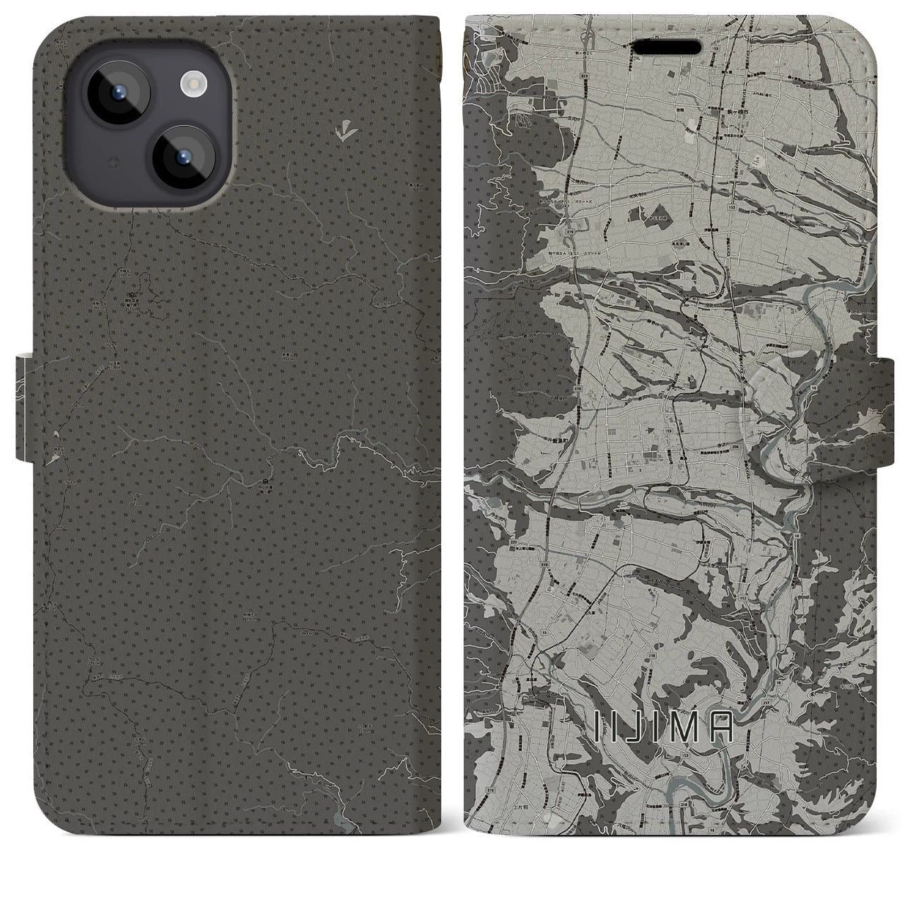 【飯島(長野県)】地図柄iPhoneケース(手帳タイプ)