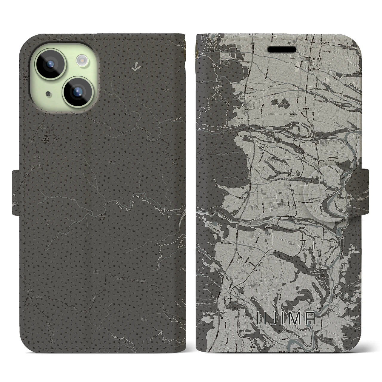 【飯島(長野県)】地図柄iPhoneケース(手帳タイプ)