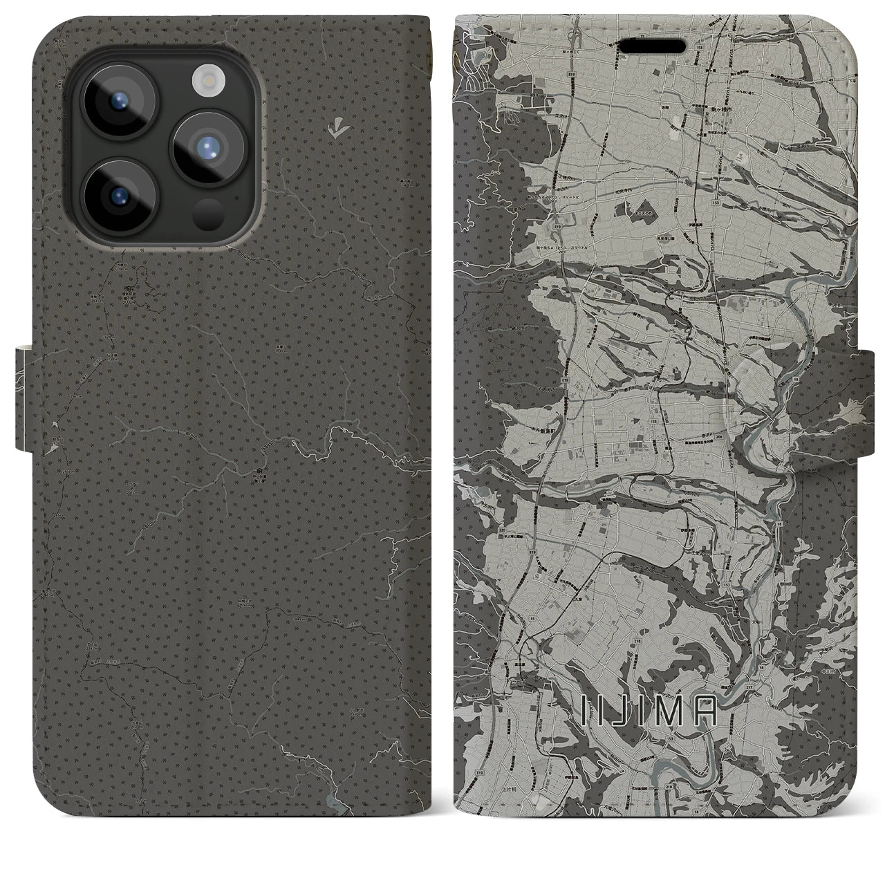 【飯島(長野県)】地図柄iPhoneケース(手帳タイプ)