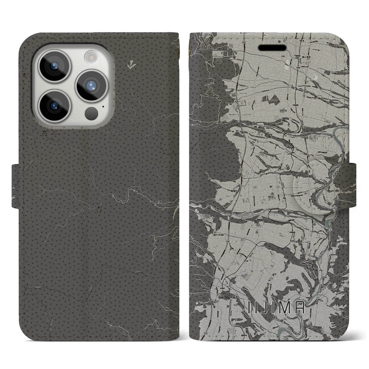 【飯島(長野県)】地図柄iPhoneケース(手帳タイプ)