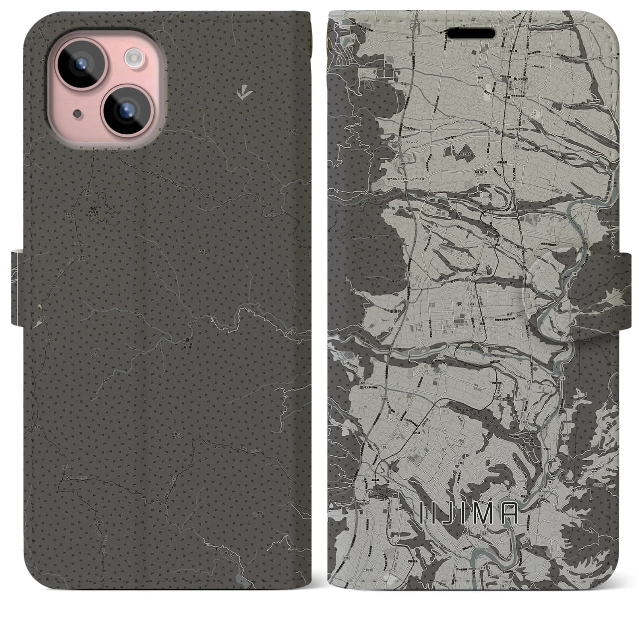 【飯島(長野県)】地図柄iPhoneケース(手帳タイプ)