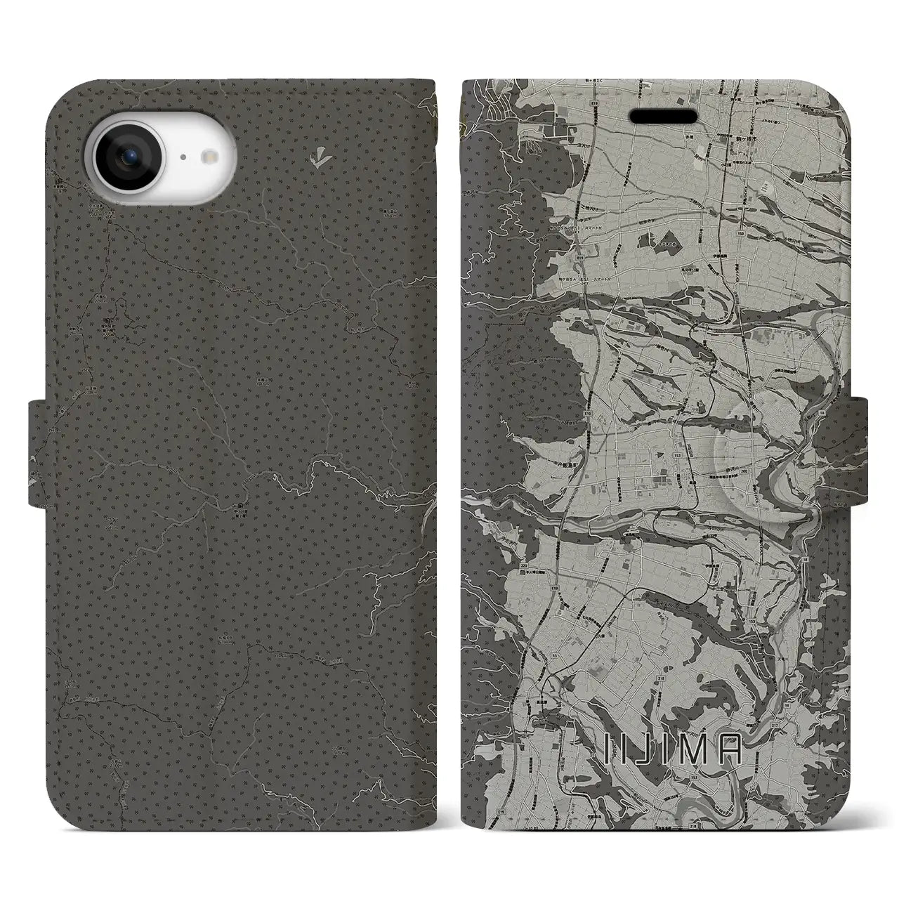 【飯島(長野県)】地図柄iPhoneケース(手帳タイプ)