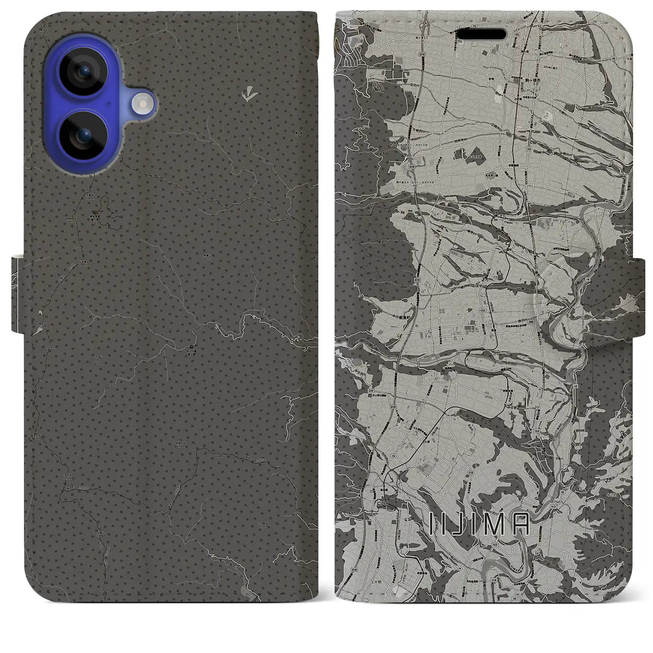 【飯島(長野県)】地図柄iPhoneケース(手帳タイプ)