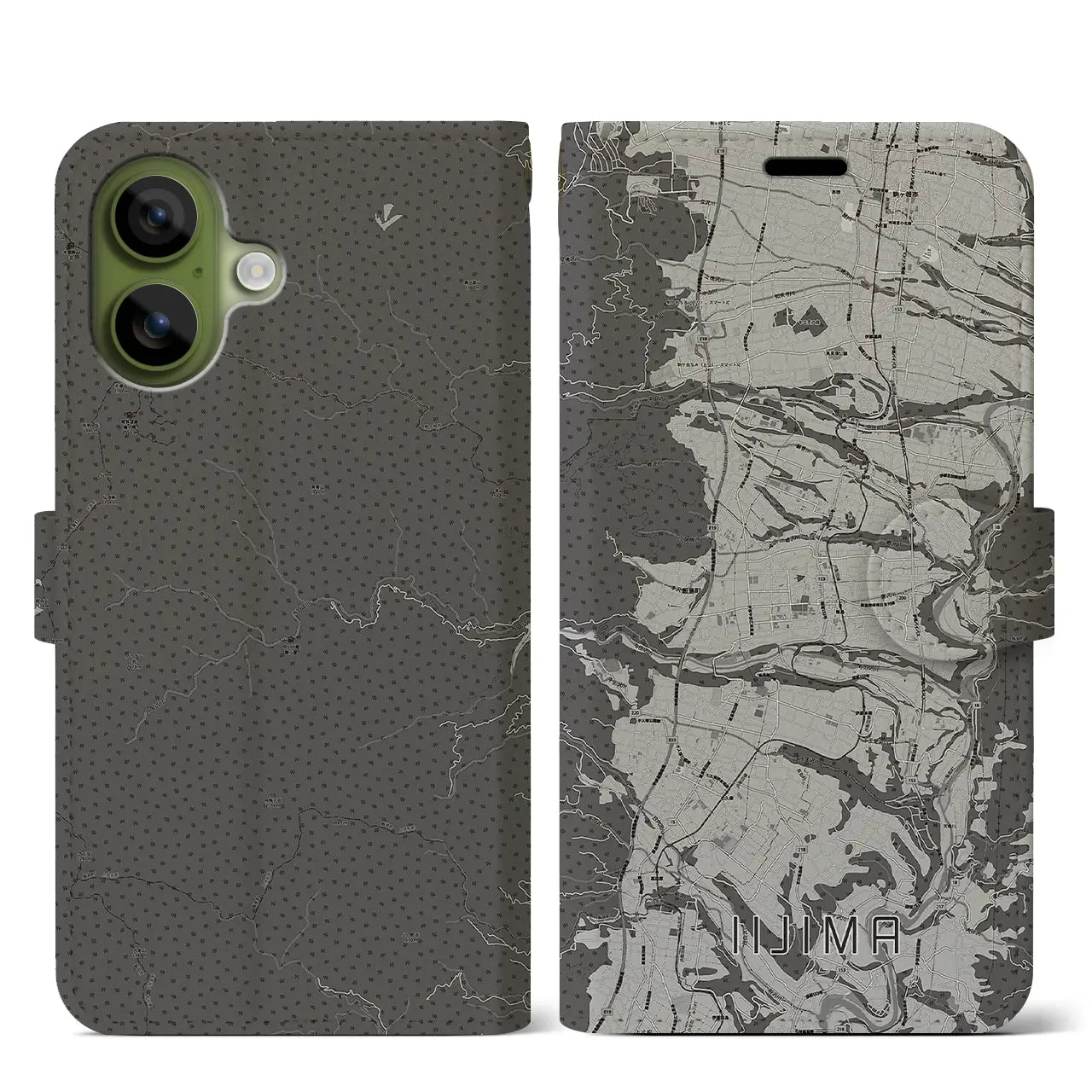 【飯島(長野県)】地図柄iPhoneケース(手帳タイプ)