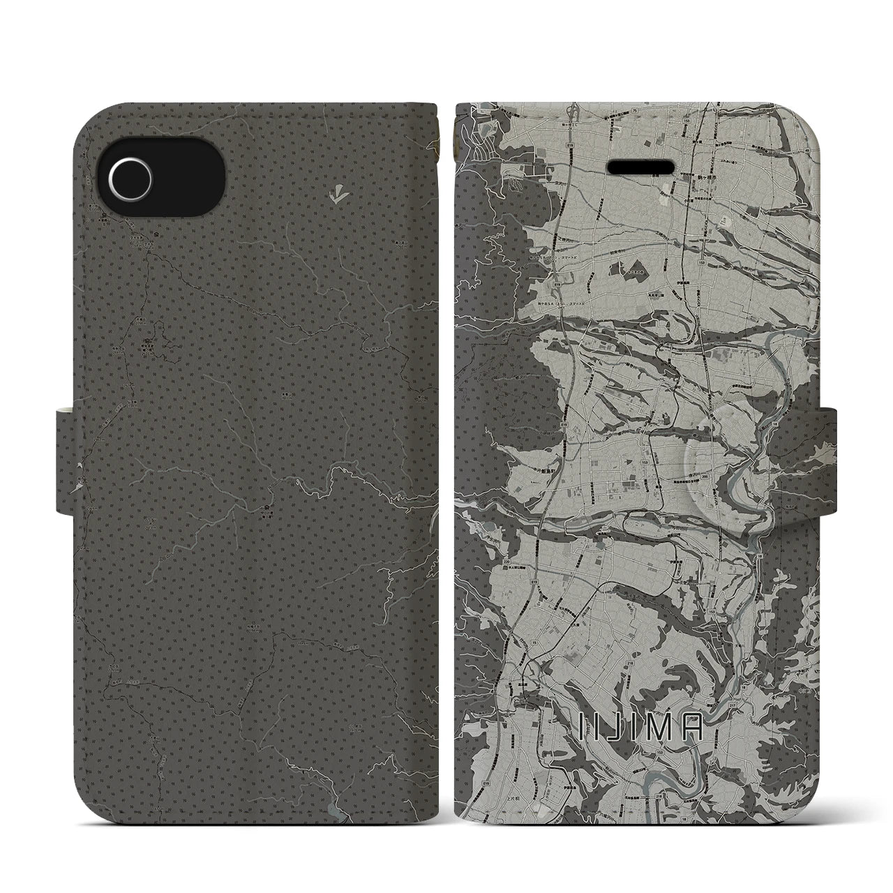 【飯島(長野県)】地図柄iPhoneケース(手帳タイプ)