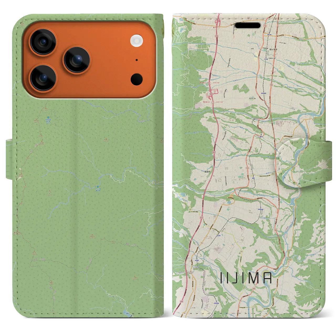 【飯島(長野県)】地図柄iPhoneケース(手帳タイプ)