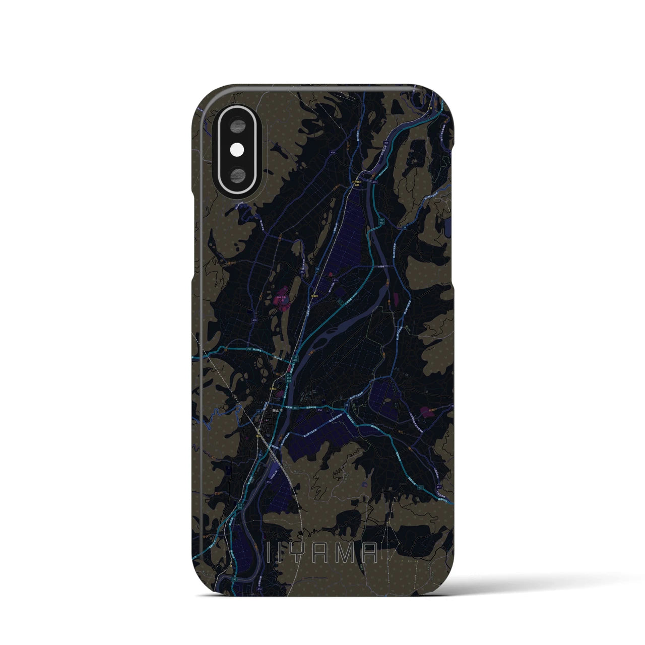 【飯山(長野県)】地図柄iPhoneケース(バックカバータイプ)