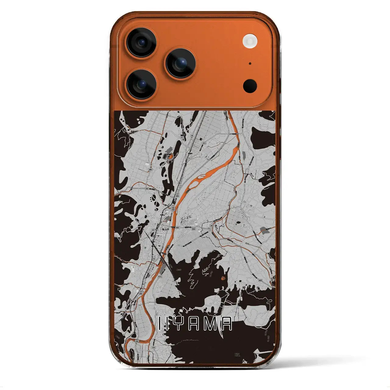 【飯山(長野県)】地図柄iPhoneケース(クリアタイプ)モノトーン・iPhone 17 Pro Max 用