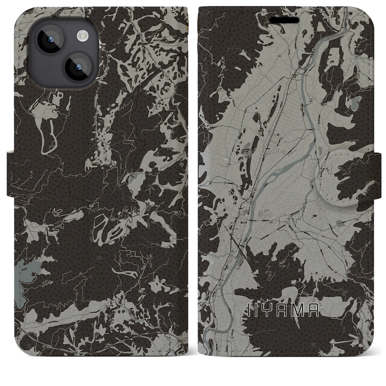 【飯山(長野県)】地図柄iPhoneケース(手帳タイプ)