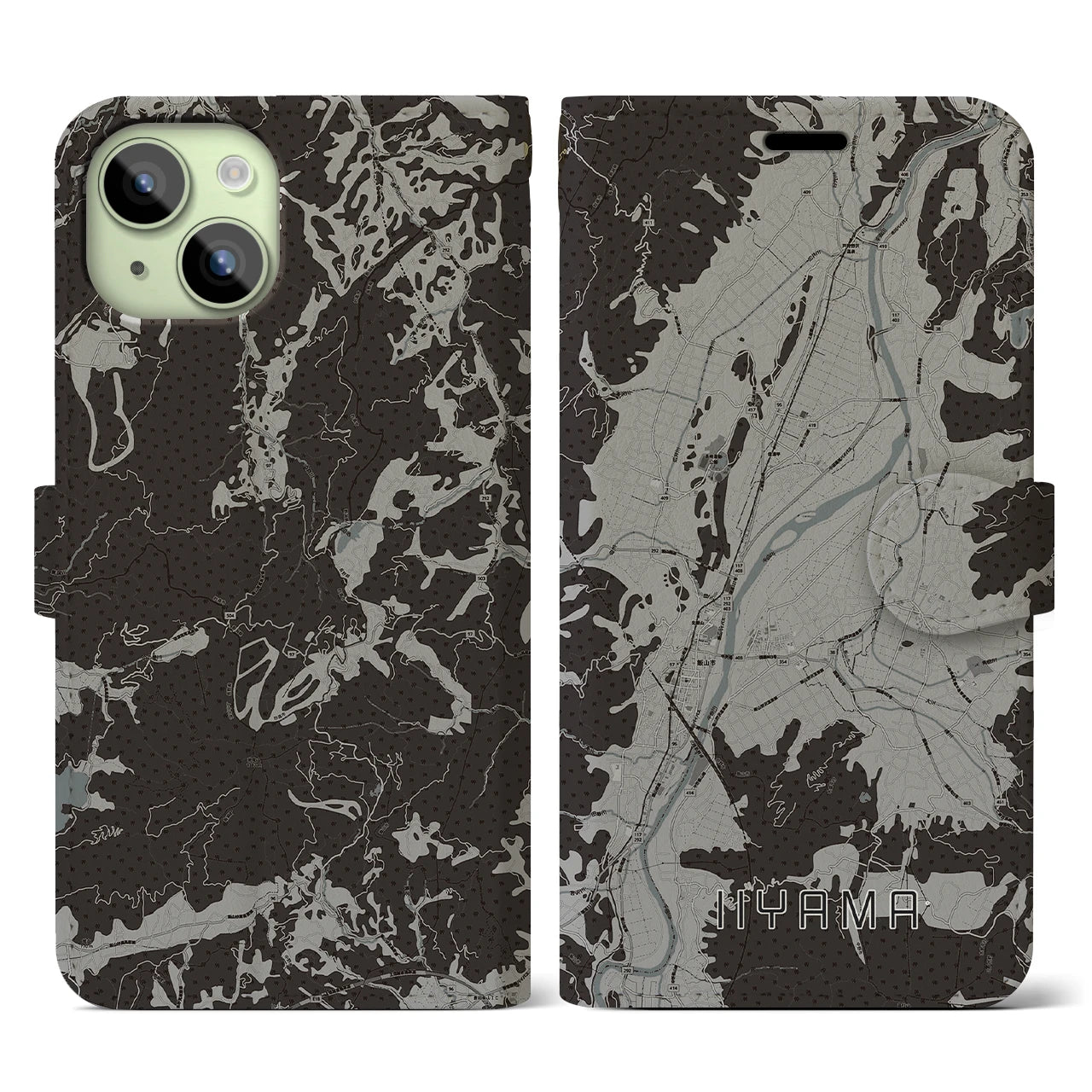 【飯山(長野県)】地図柄iPhoneケース(手帳タイプ)