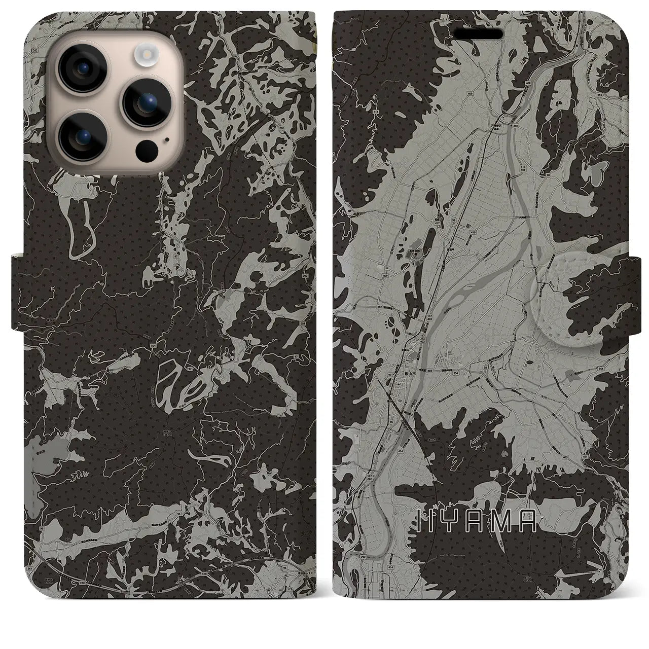 【飯山(長野県)】地図柄iPhoneケース(手帳タイプ)