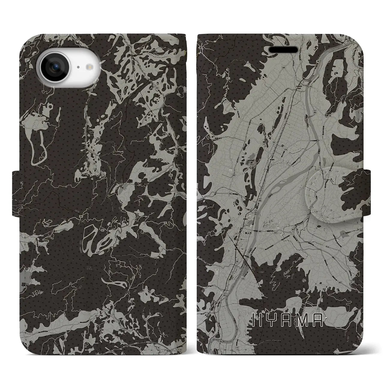 【飯山(長野県)】地図柄iPhoneケース(手帳タイプ)