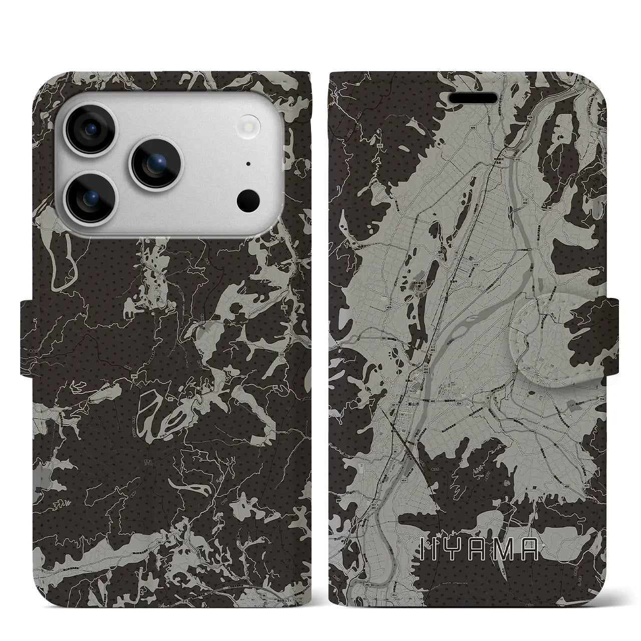 【飯山(長野県)】地図柄iPhoneケース(手帳タイプ)