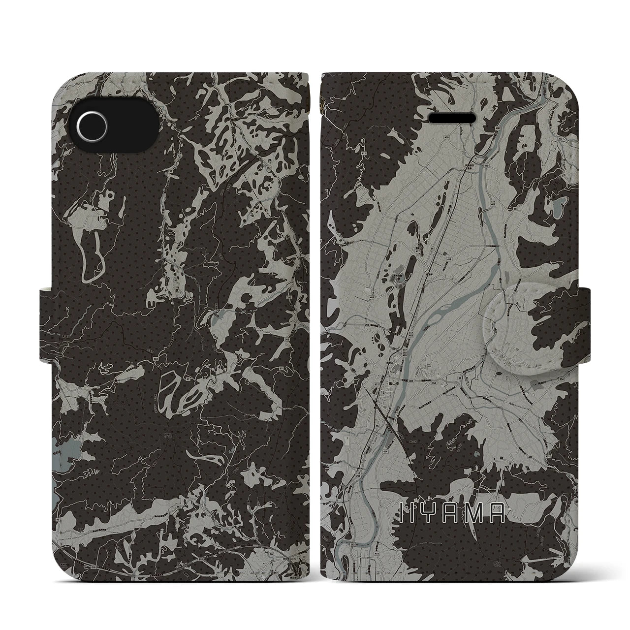 【飯山(長野県)】地図柄iPhoneケース(手帳タイプ)