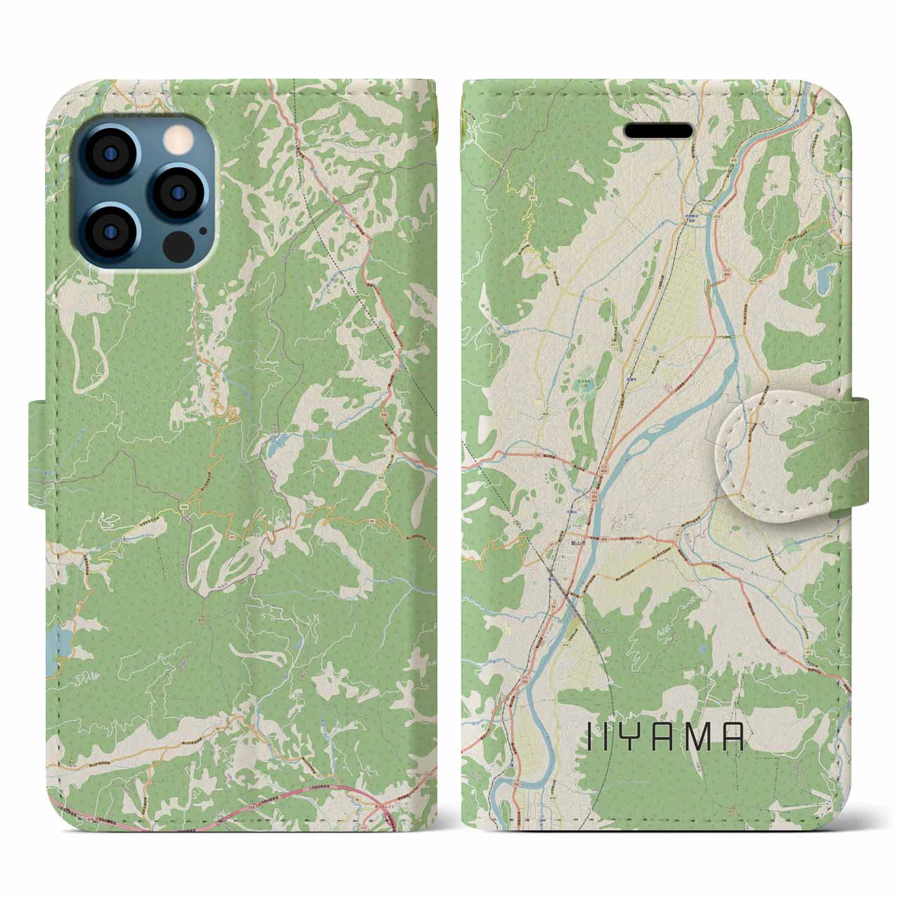 【飯山(長野県)】地図柄iPhoneケース(手帳タイプ)