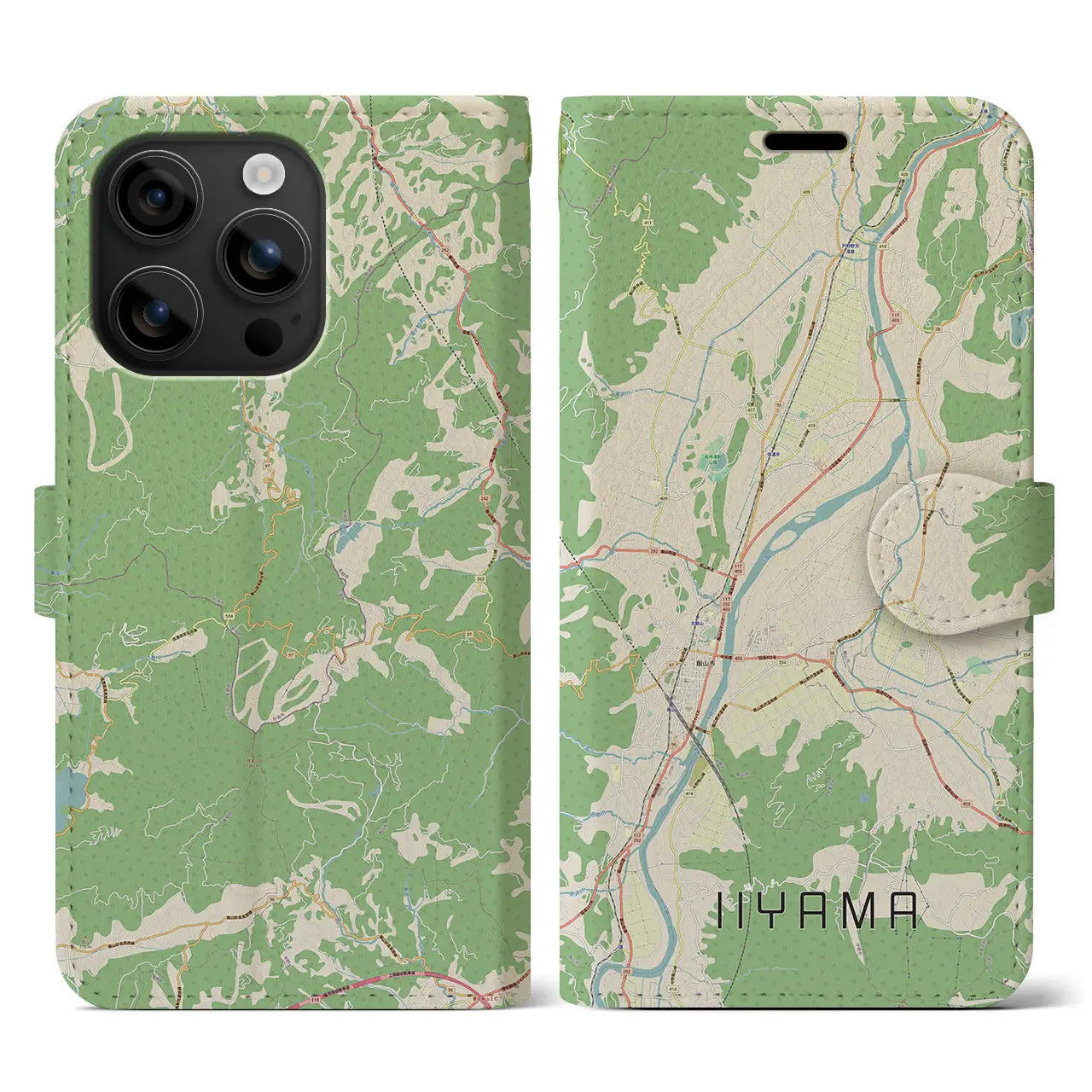 【飯山(長野県)】地図柄iPhoneケース(手帳タイプ)