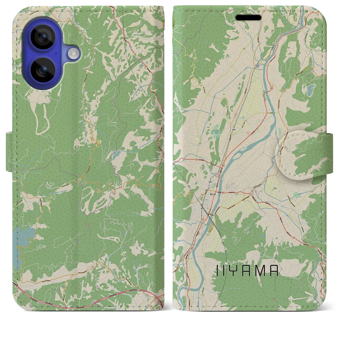 【飯山(長野県)】地図柄iPhoneケース(手帳タイプ)