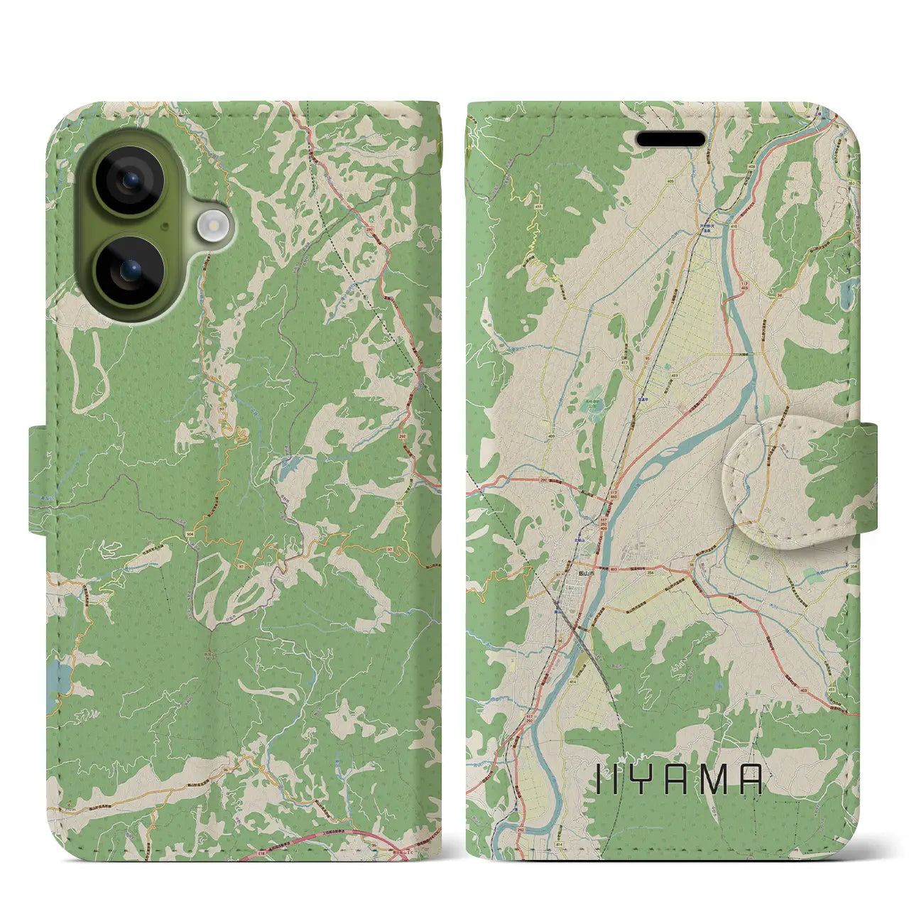 【飯山(長野県)】地図柄iPhoneケース(手帳タイプ)