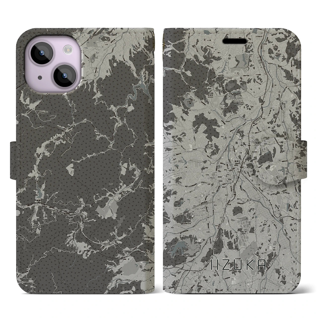 【飯塚(福岡県)】地図柄iPhoneケース(手帳タイプ)