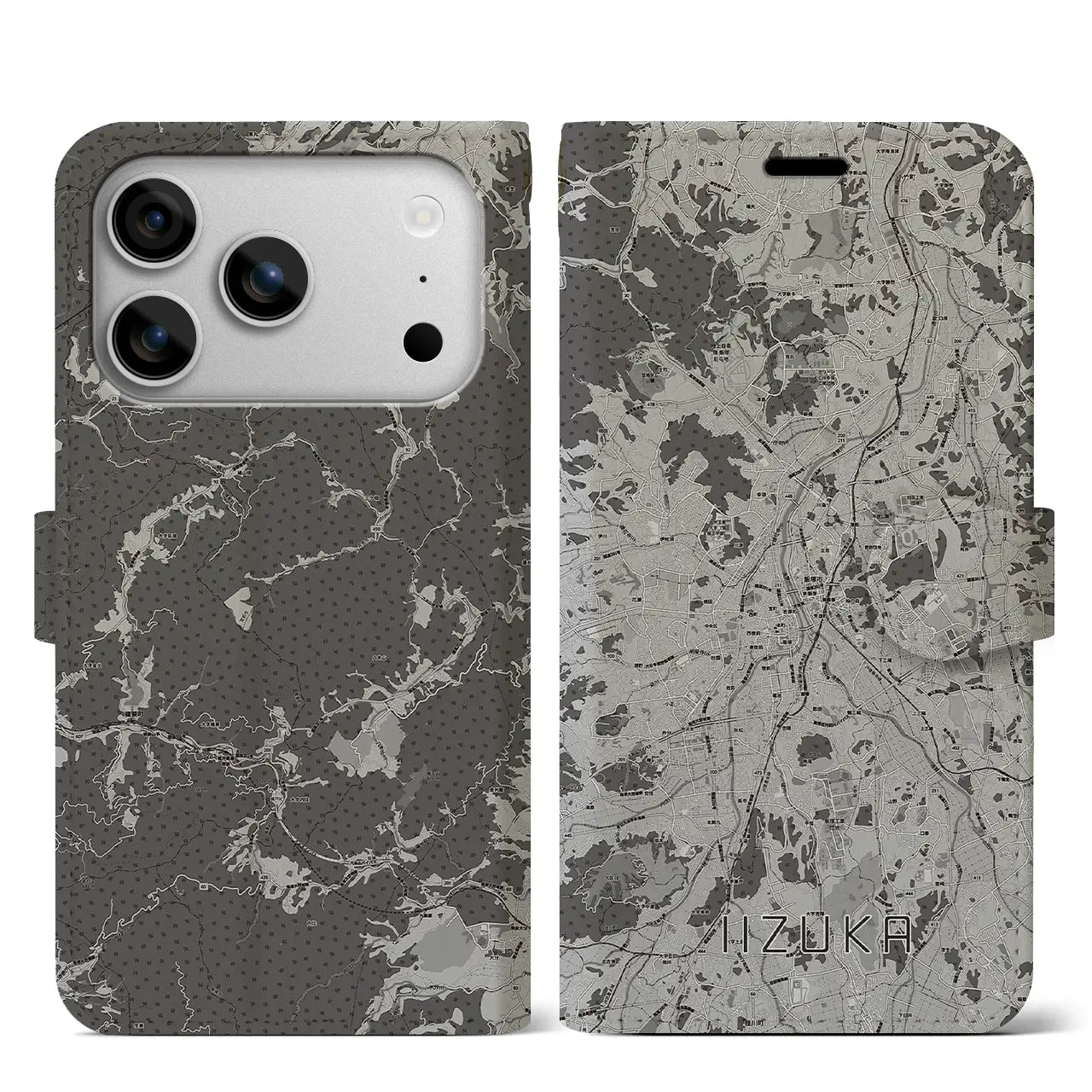 【飯塚(福岡県)】地図柄iPhoneケース(手帳タイプ)