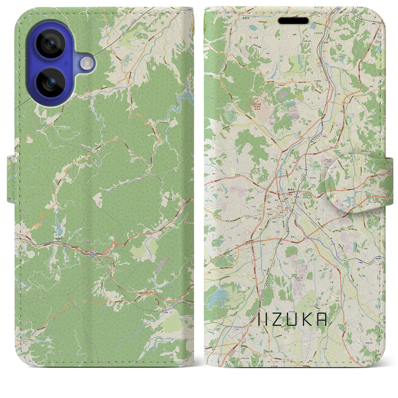 【飯塚(福岡県)】地図柄iPhoneケース(手帳タイプ)