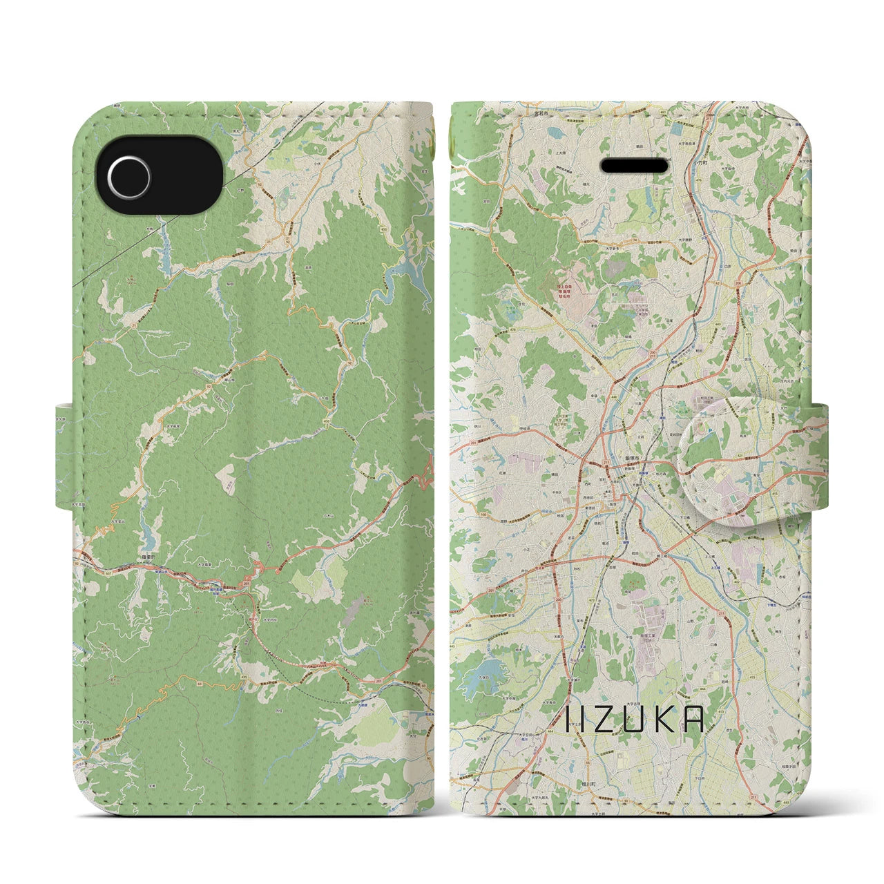 【飯塚(福岡県)】地図柄iPhoneケース(手帳タイプ)