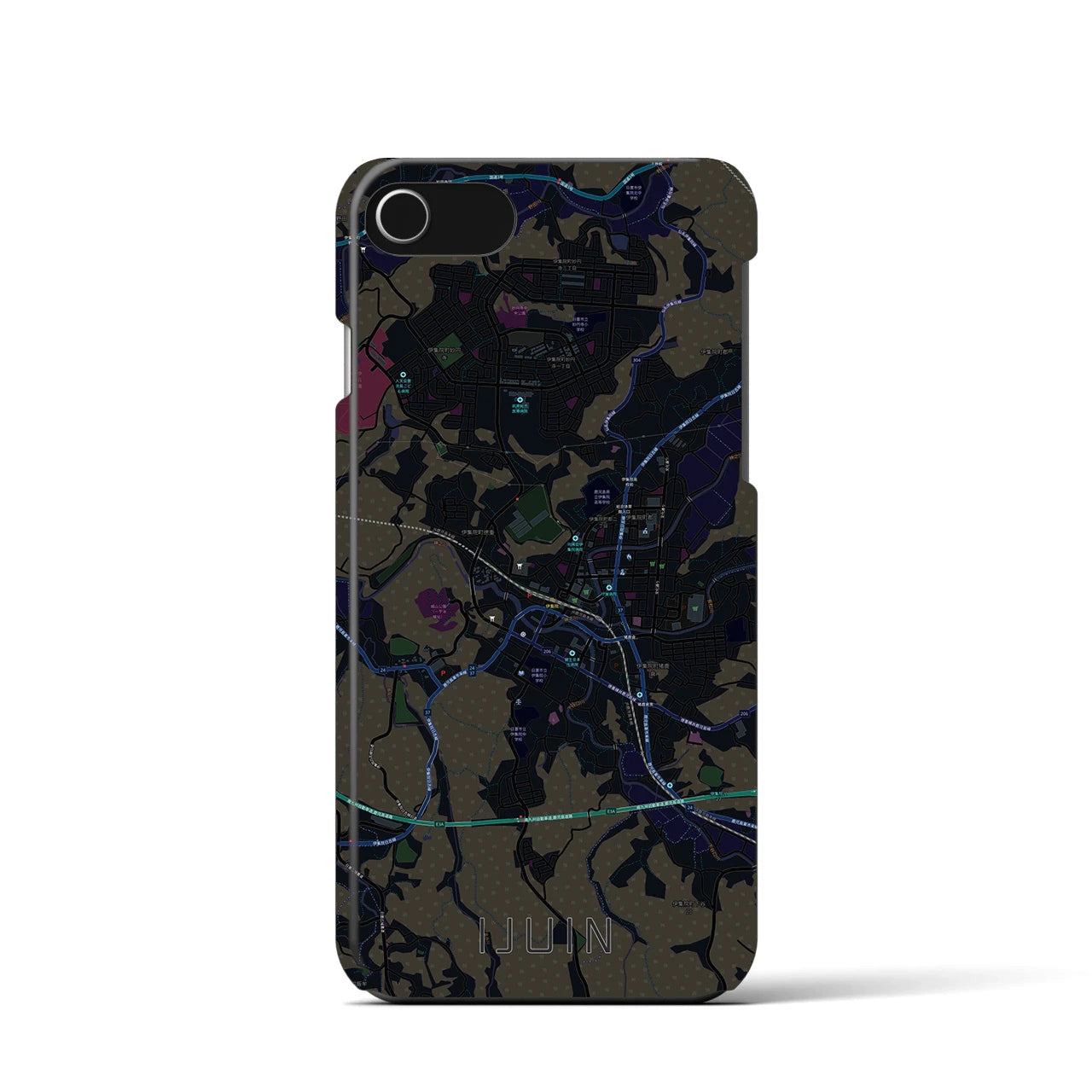 【伊集院(鹿児島県)】地図柄iPhoneケース(バックカバータイプ)