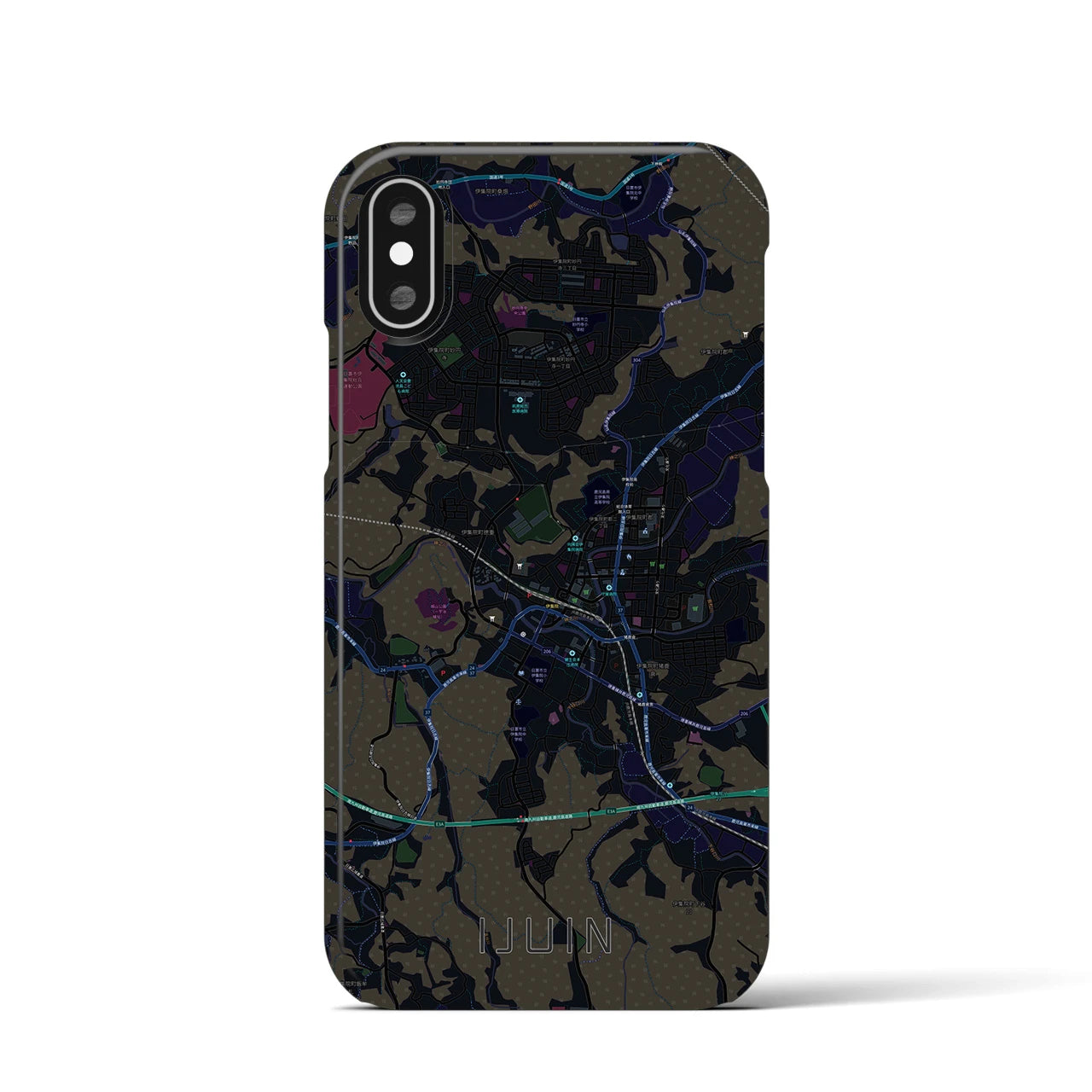 【伊集院(鹿児島県)】地図柄iPhoneケース(バックカバータイプ)