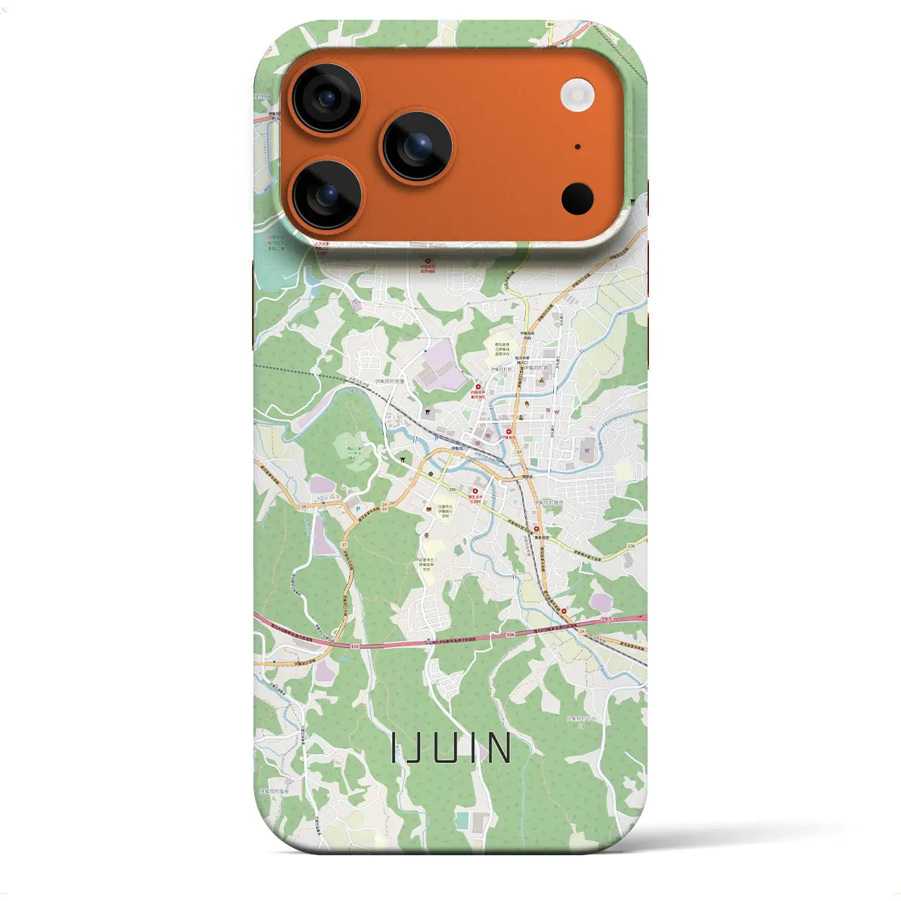 【伊集院(鹿児島県)】地図柄iPhoneケース(バックカバータイプ)ブラック・iPhone 17 Pro Max 用