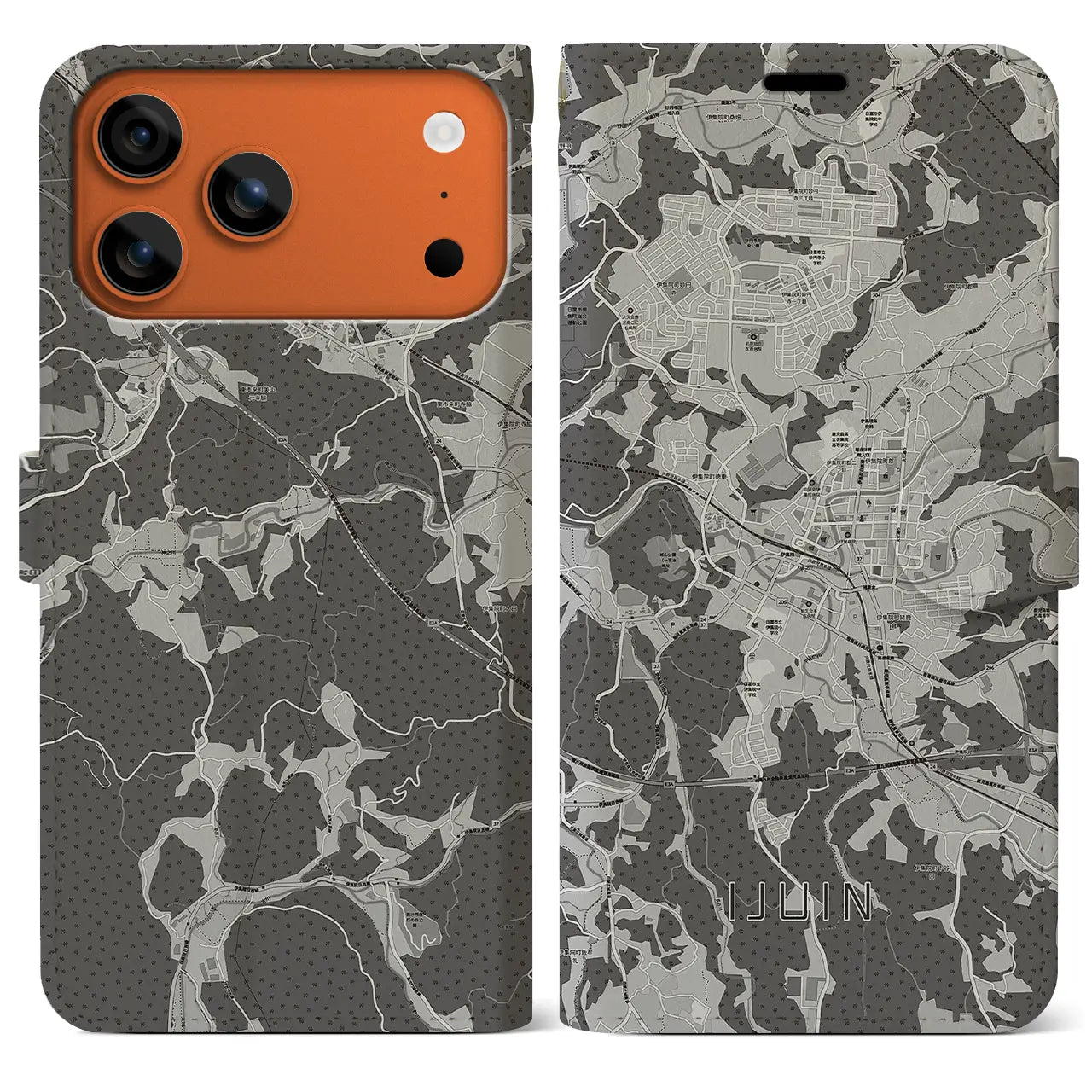 【伊集院(鹿児島県)】地図柄iPhoneケース(手帳タイプ)