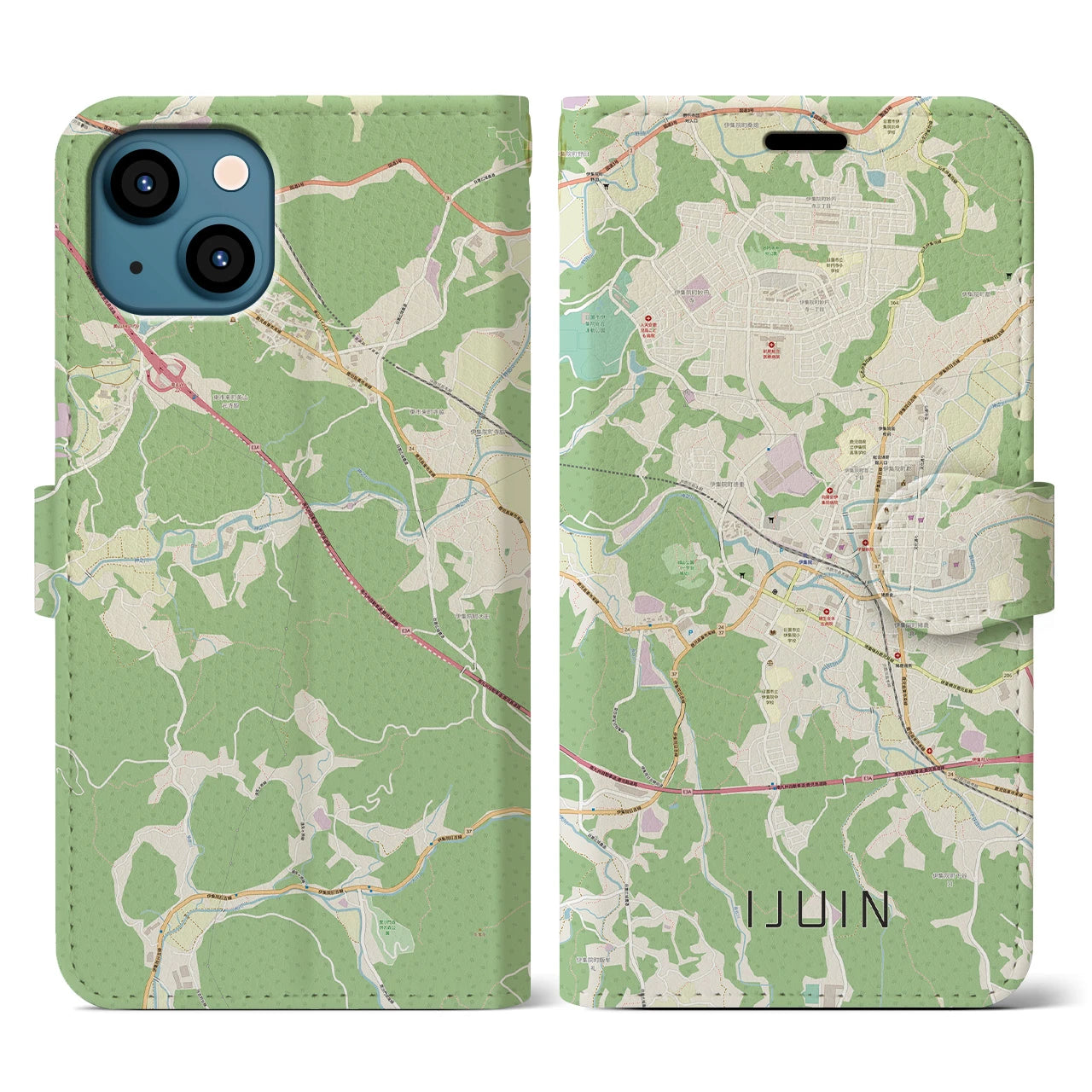 【伊集院(鹿児島県)】地図柄iPhoneケース(手帳タイプ)