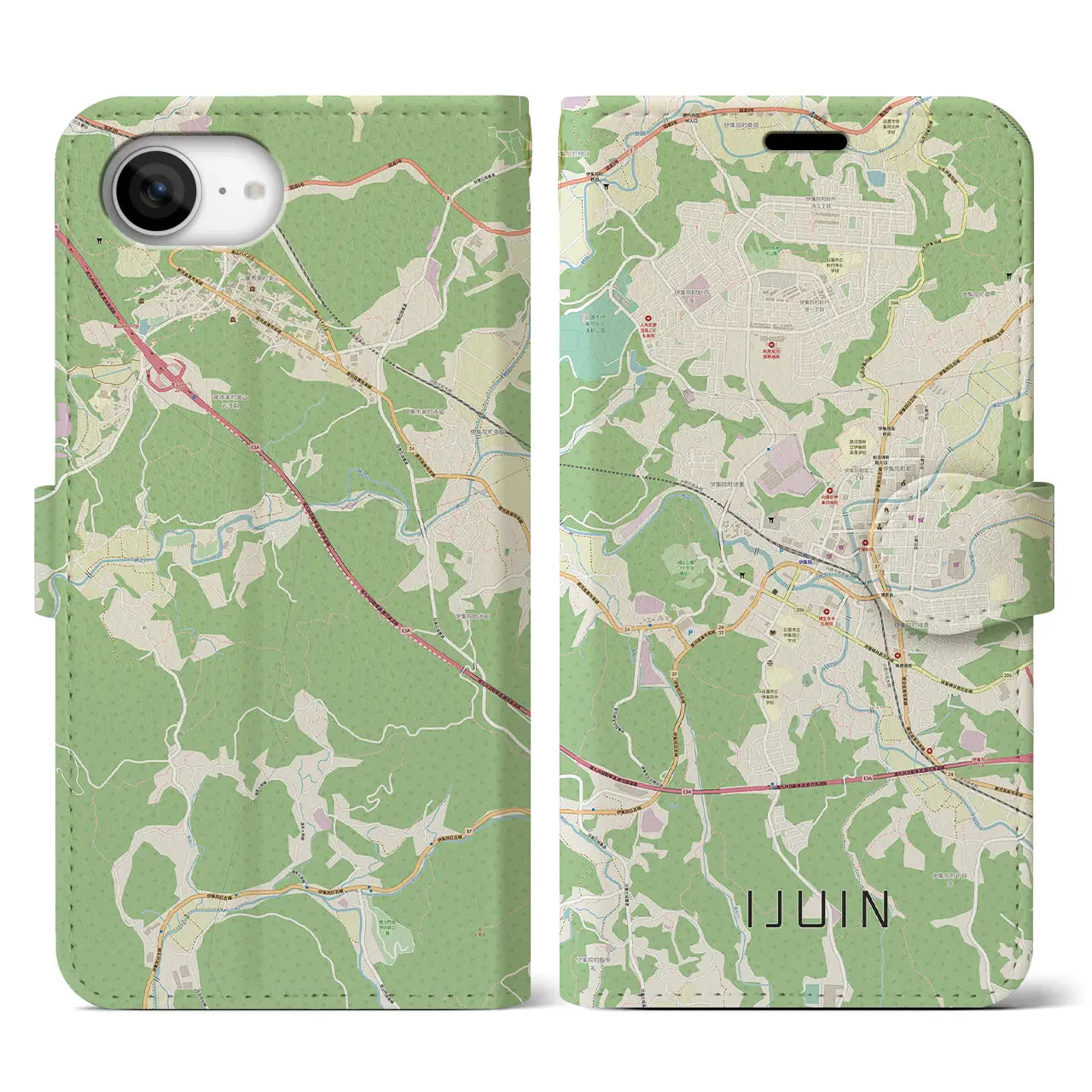 【伊集院(鹿児島県)】地図柄iPhoneケース(手帳タイプ)