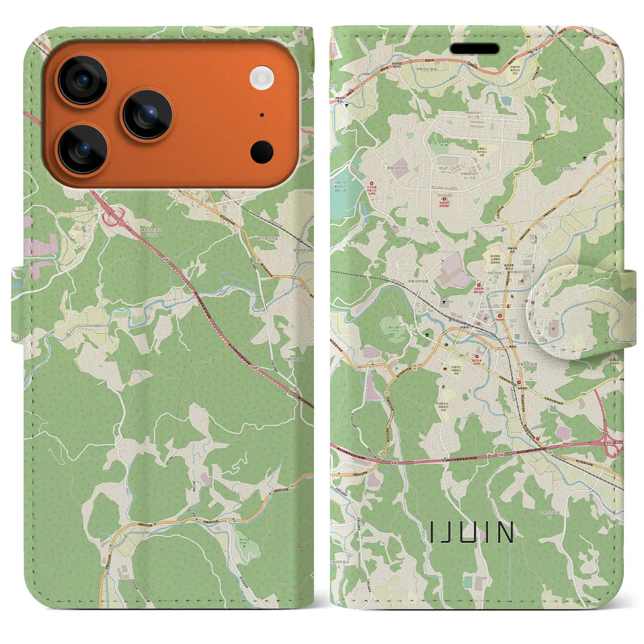 【伊集院(鹿児島県)】地図柄iPhoneケース(手帳タイプ)