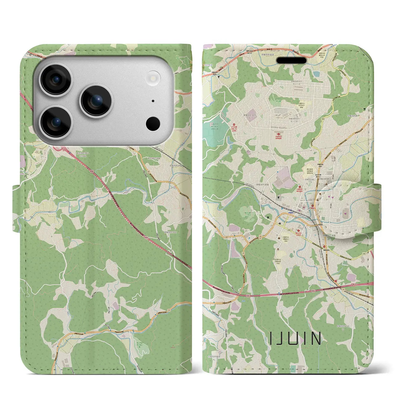 【伊集院(鹿児島県)】地図柄iPhoneケース(手帳タイプ)