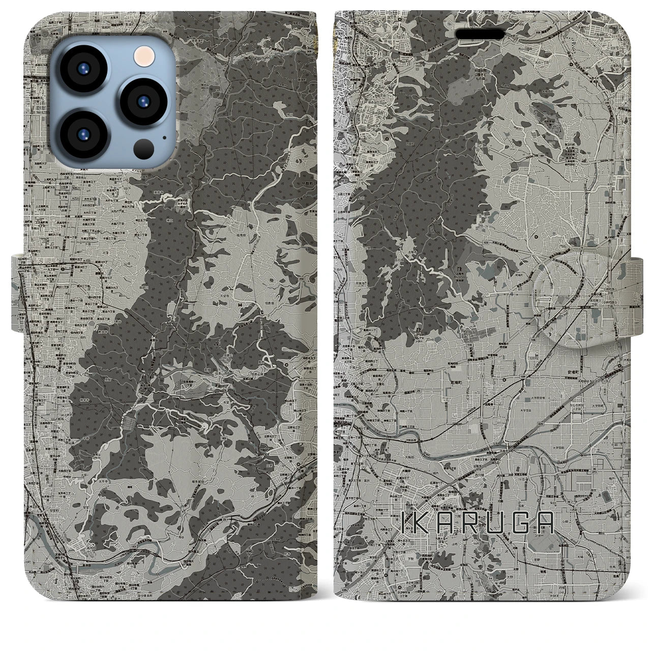 【斑鳩(奈良県)】地図柄iPhoneケース(手帳タイプ)