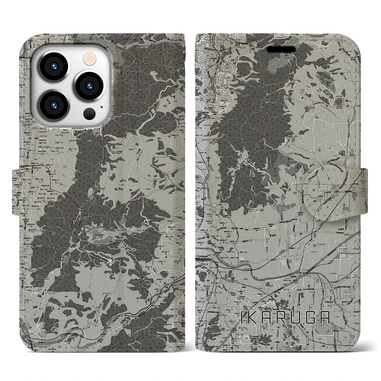 【斑鳩(奈良県)】地図柄iPhoneケース(手帳タイプ)