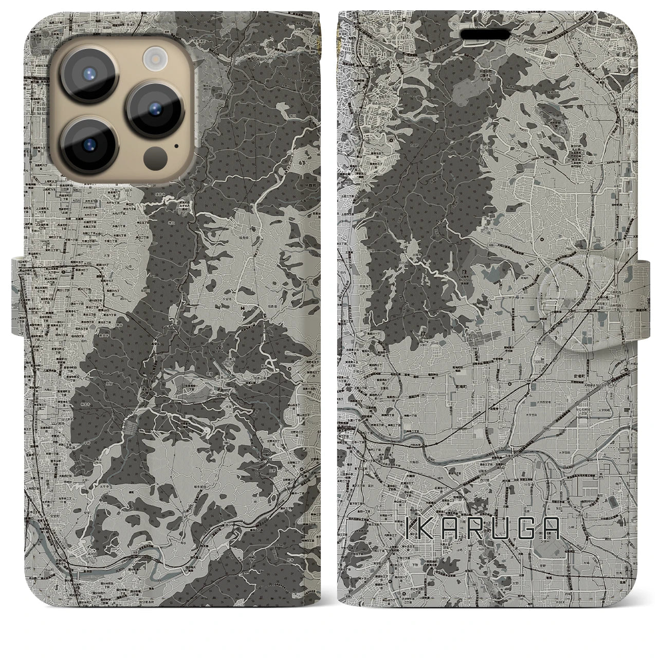 【斑鳩(奈良県)】地図柄iPhoneケース(手帳タイプ)