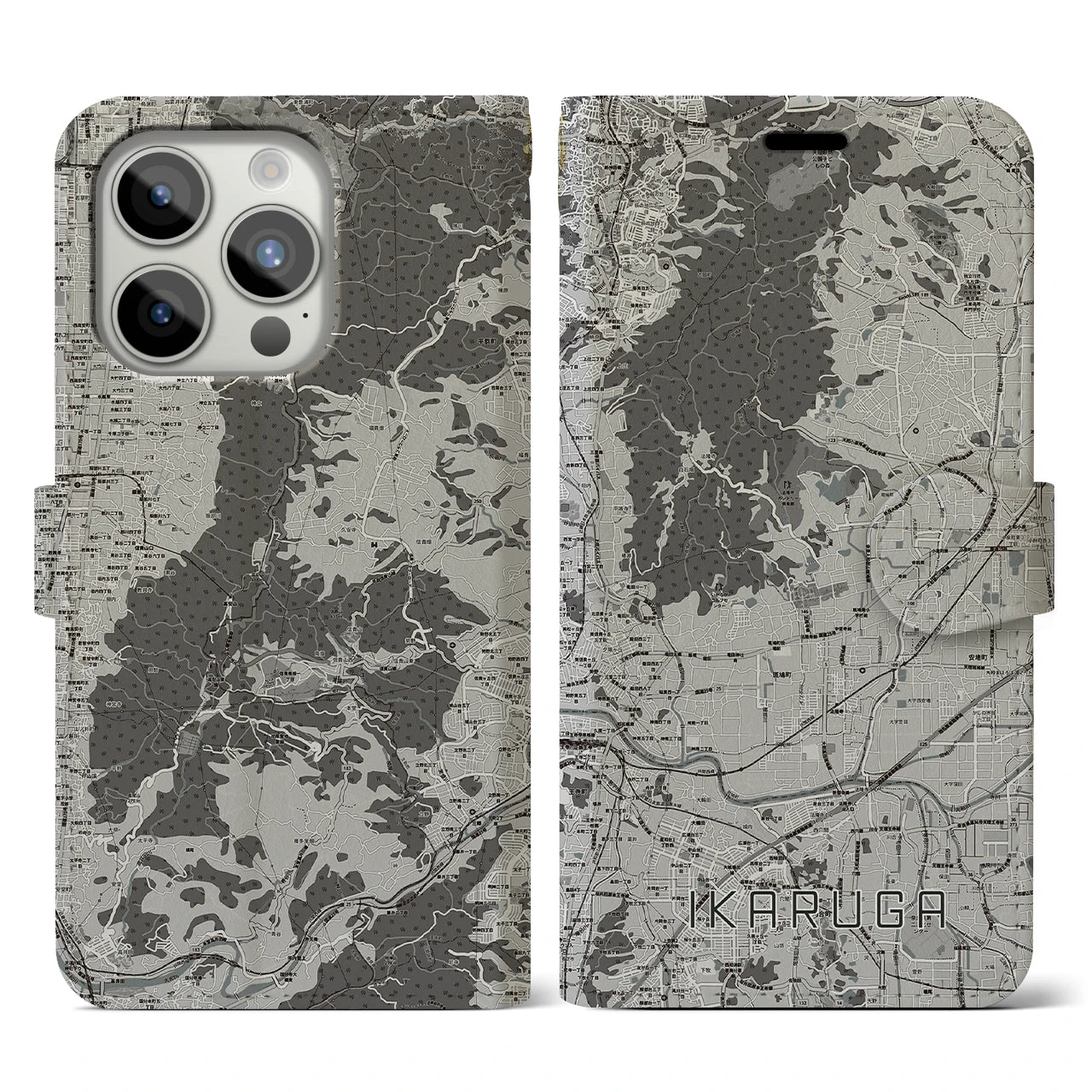 【斑鳩(奈良県)】地図柄iPhoneケース(手帳タイプ)