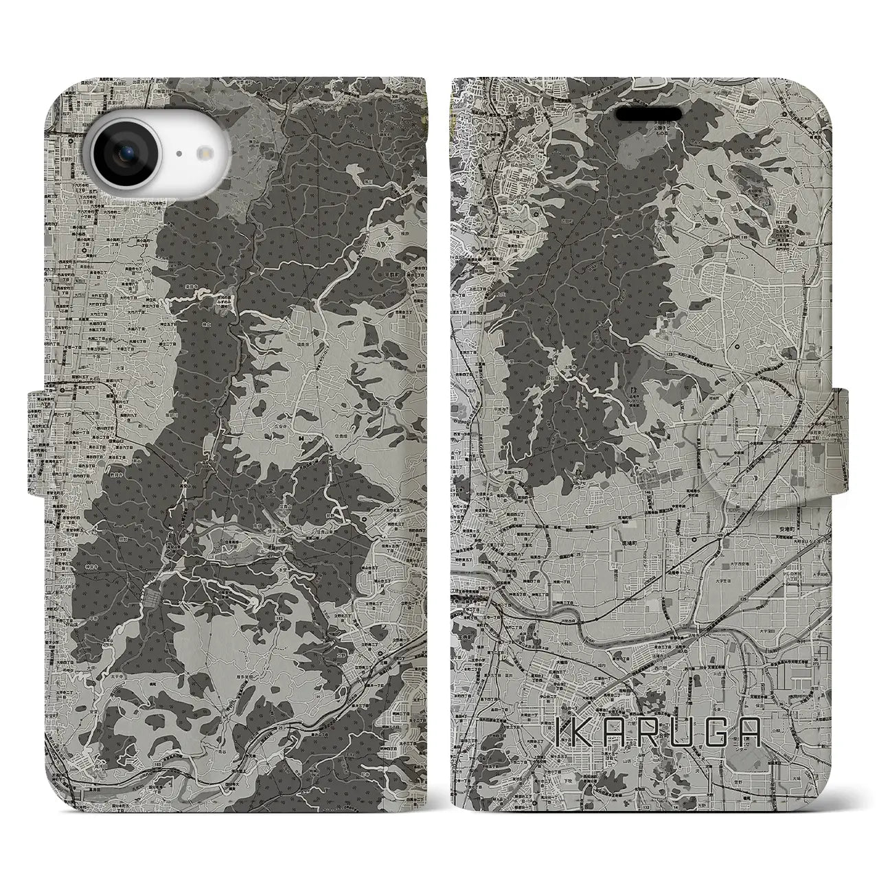 【斑鳩(奈良県)】地図柄iPhoneケース(手帳タイプ)